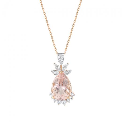 3,93 ct. Diamant-Morganit-Halskette